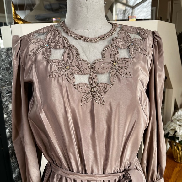 Party dress - taupe colour - Picture 1 of 7